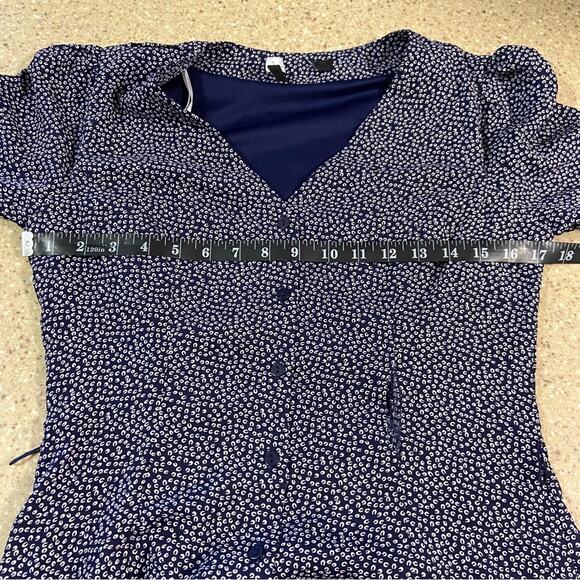 Lulus Flirty Frolic Navy Blue Print Button-Up Midi Dress - Picture 11 of 11